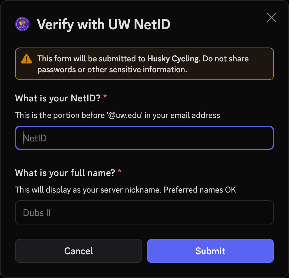 Users enter their email address while still signed into Discord